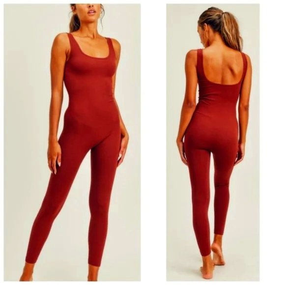 Tops - Ribbed Jumpsuits Catsuits Bodysuits Spiced Red Apple